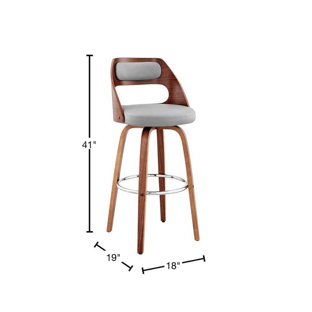 Armen Living Indoor Julius 30" Cream Faux Leather and Walnut Wood Bar Stool