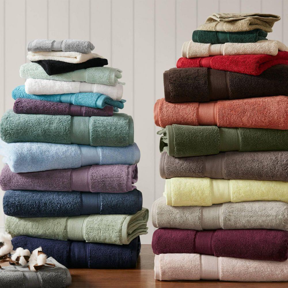 8pc Cotton Bath Towel Set Brown: Madison Park, Heavyweight Terry, OEKO-TEX Certified