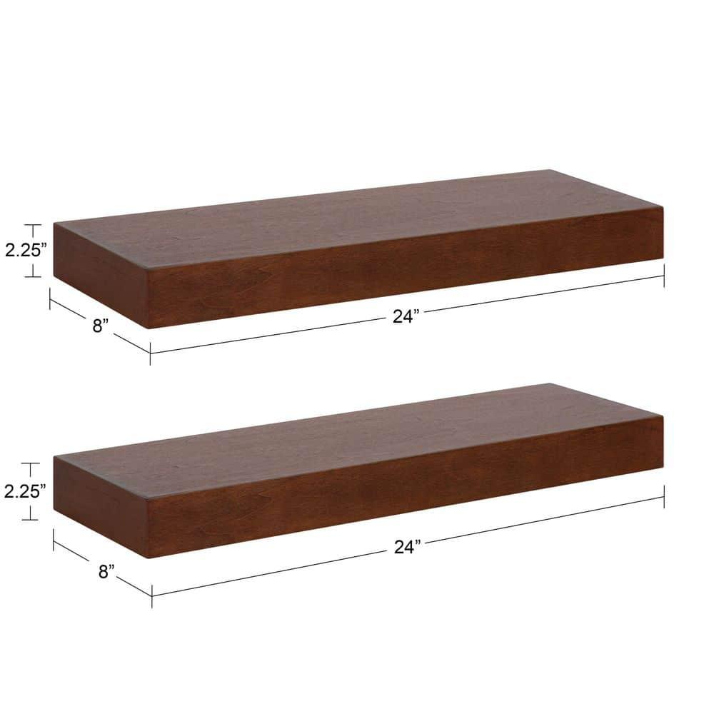 2pc 24" Havlock Wood Shelf Set Walnut Brown - Kate & Laurel All Things Decor: Easy Install, Storage Display