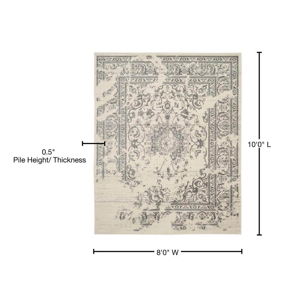 Adirondack ADR101 Power Loomed Area Rug - Ivory/Silver - 8'x10' - Safavieh.