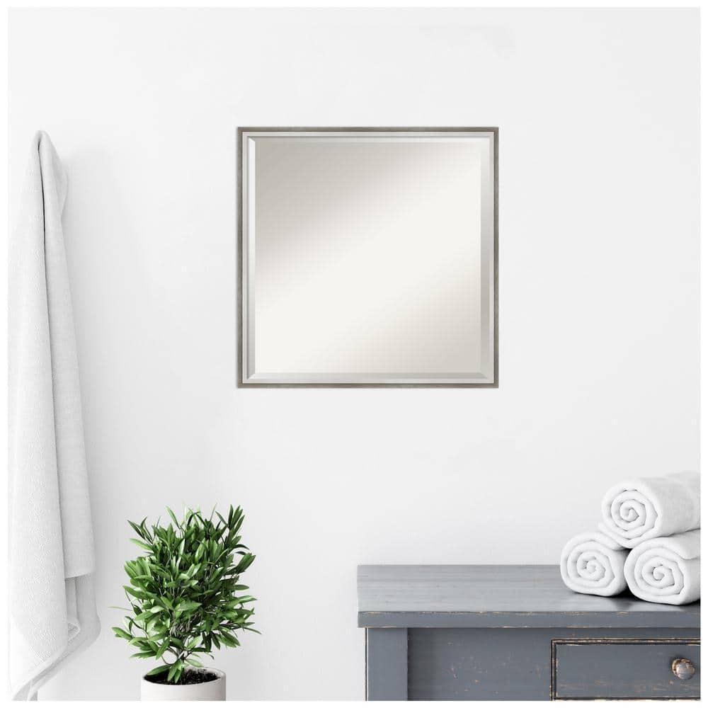 Elegant Rectangular Bronze & Silver Wood Bathroom Vanity Mirror 21x21