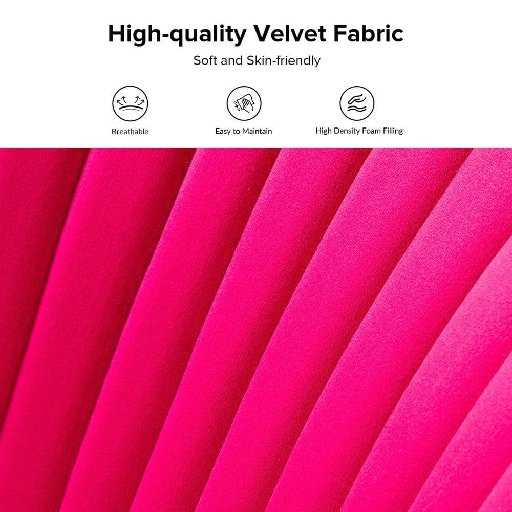 Velvet Accent Chair Upholstered Armless Side Chair Gold Leg Home Living Room Adult Fushia