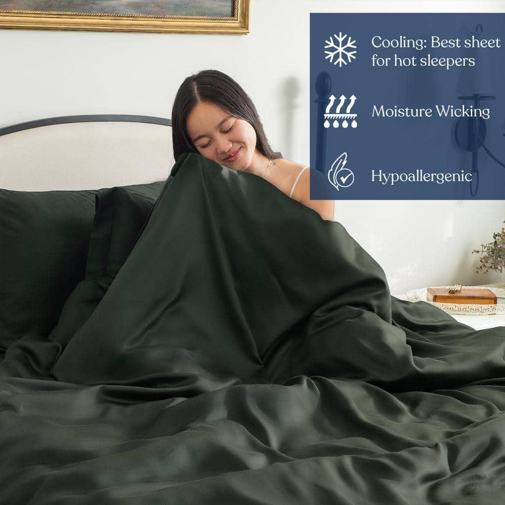 Delara 100% Eucalyptus Lyocell Tencel Duvet Cover Set, 8 Internal Ties, Naturally Cooling, Super Soft Silky, Moisture-Wicking, Smooth & Breathable