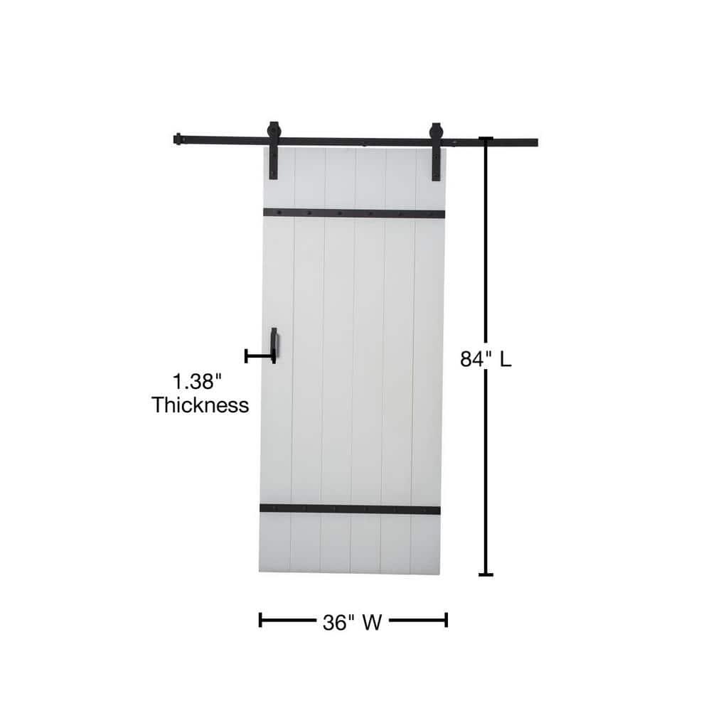 Renin 36'' x 84'' Semi-Solid Paneled Low-Gloss with Installation Hardware Kit Barn Door
