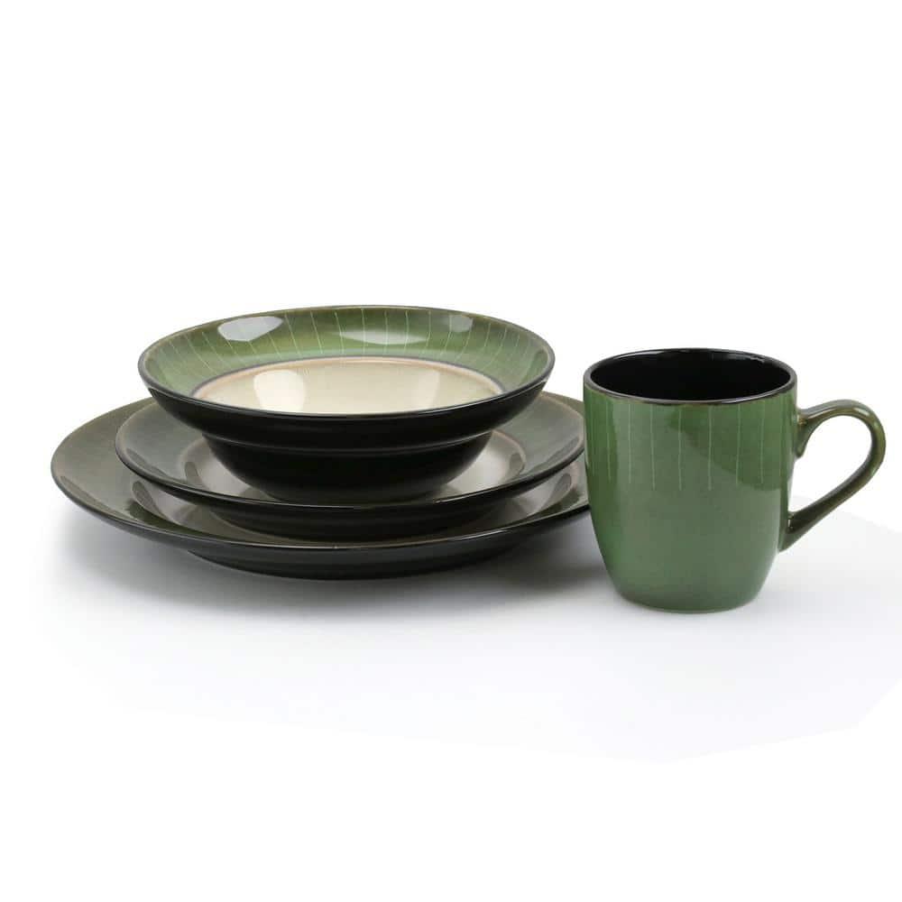 Grand Jade Luxurious Stoneware Dinnerware with Complete Setting for 4 - 16 Piece