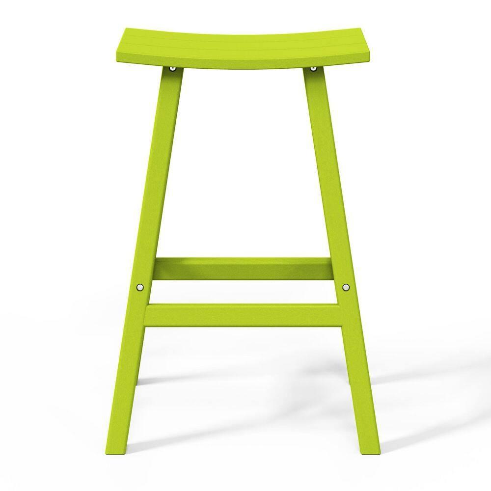 Polytrends  Laguna Hdpe All Weather Outdoor Patio 29" Saddle Seat Bar Stool Lime