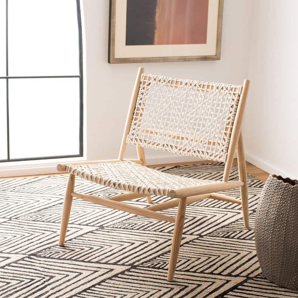 Bandelier Accent Chair - ACH1000 - Light Natural/White - Safavieh