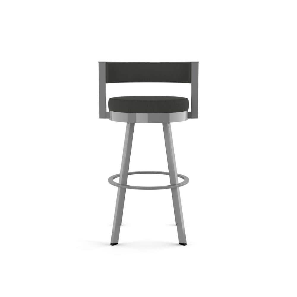 26.13" Browser Swivel Counter Height Barstool with Upholstered Seat - Amisco: Metal Frame & Footrest