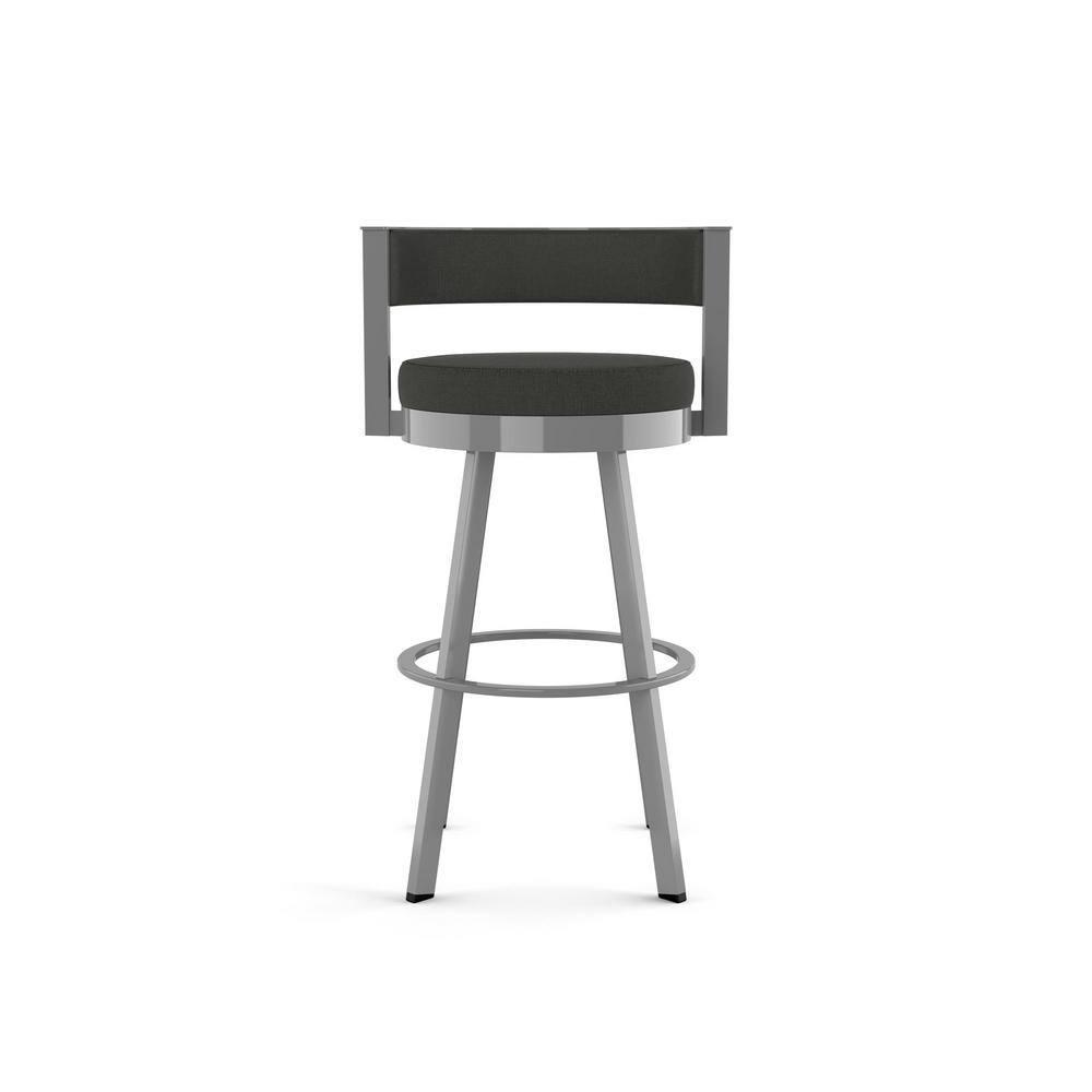 Amisco Browser 30 In. Swivel Bar Stool - Charcoal Grey Polyester / Metallic Grey Metal
