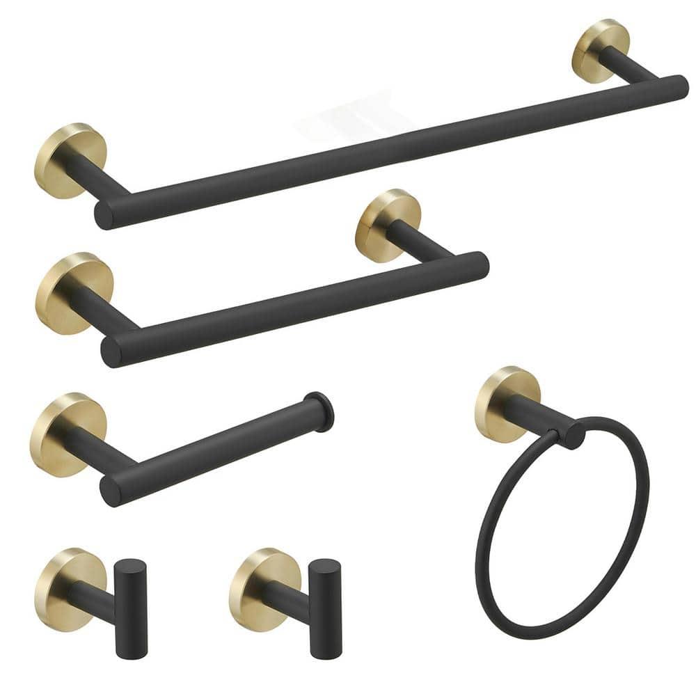 BWE 6-Piece Bath Hardware Set with Towel Ring Toilet Paper Holder Towel Hook and Towel Bar