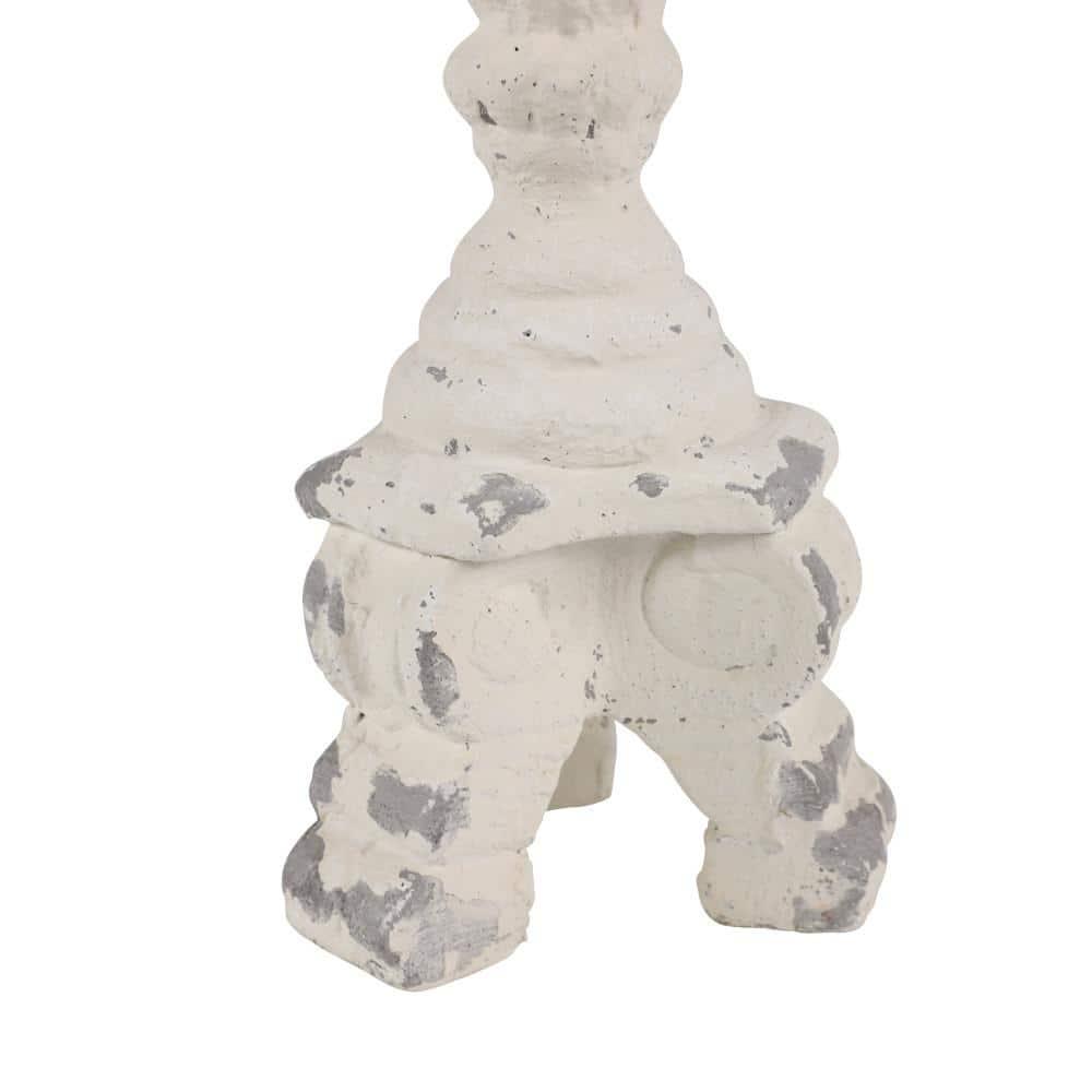 DecMode 7"W, 20"H Vintage Candlestick, White, 1 - Piece