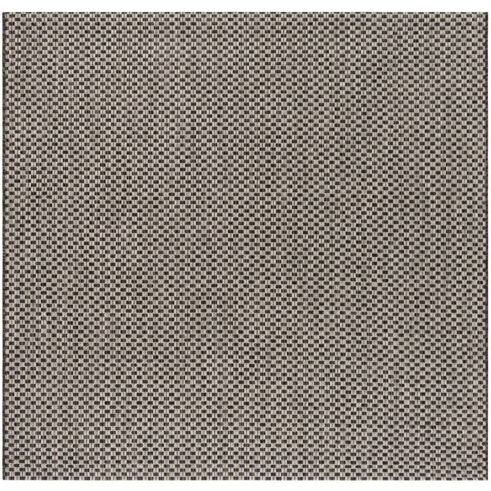 Courtyard CY8653 Power Loomed Indoor and Outdoor Area Rug - Black/Light Grey - 4'x4' - Safavieh