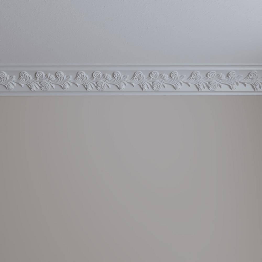 Ekena Millwork 3 7/8"H x 3 7/8"P x 5 1/2"F x 94 1/2"L, (1/2" Repeat) Rose Crown Moulding