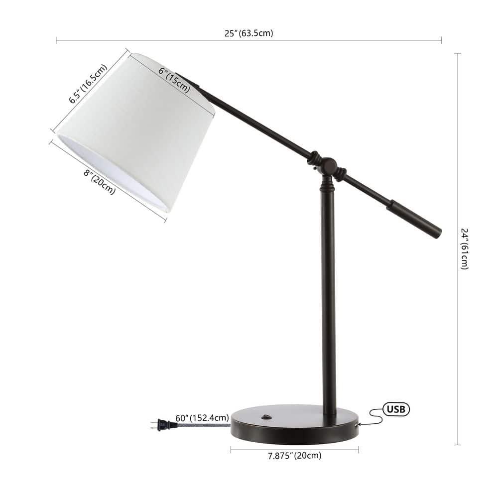 Troy 24 in. Classic Contemporary Iron LED Task Lamp with USB Charging Port, Oil Rubbed Bronze
