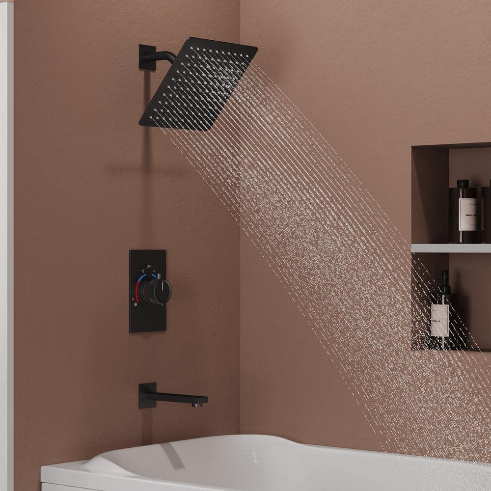 AquaSpa Dual-Function Tub Shower Faucet Set, Shower Trim Kit with Rain Shower Head and Valve