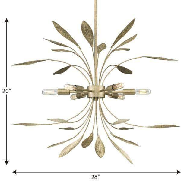 Progress Lighting Mariposa 6-Light Hanging Pendant, Antique Gold, Steel, Contemporary, No Shade