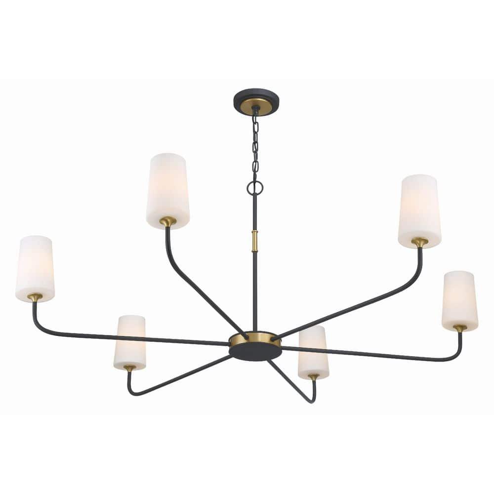 Crystorama Lighting Niles 6 - Light Chandelier in  Black Forged/Modern Gold