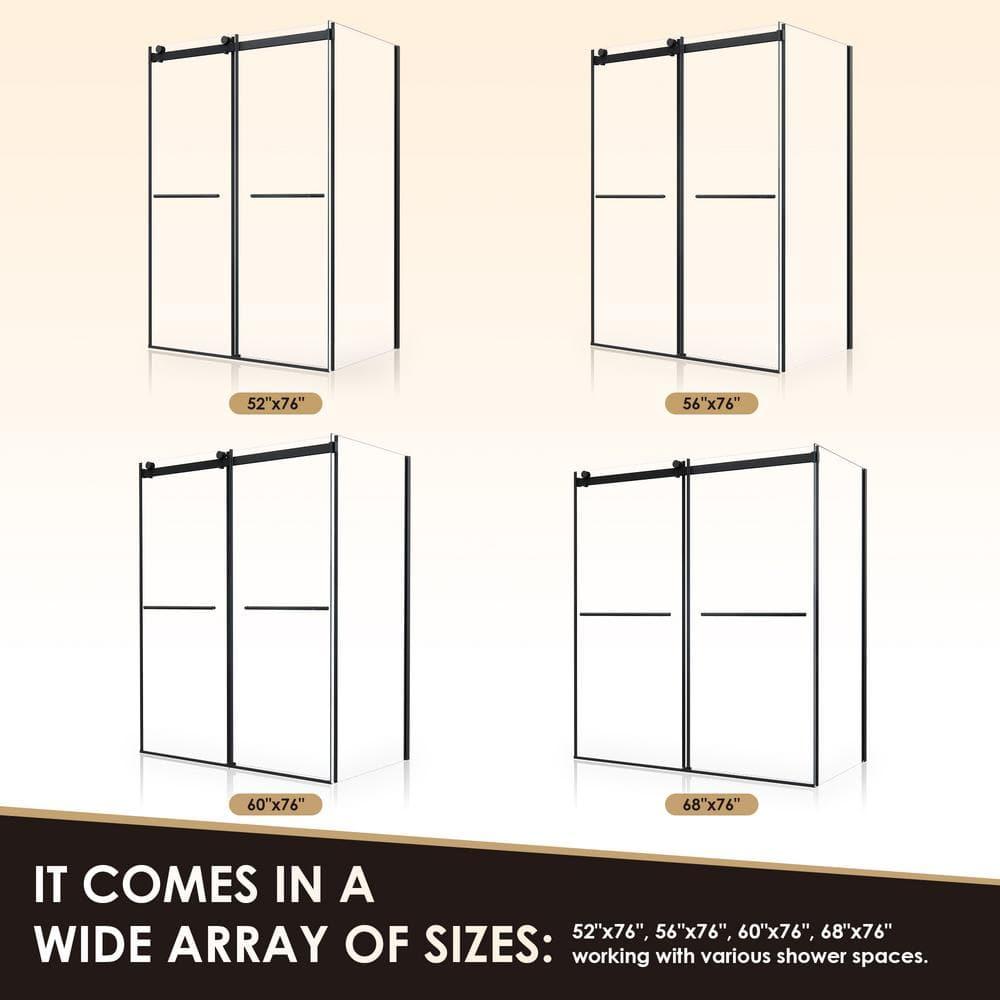 Belizzi 60" W x 76" H By Pass Frameless Exposed Roller Shower Enclosure with Clear Glass