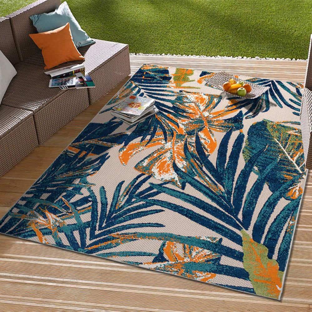 World Rug Gallery Floral Leaves Indoor/Outdoor Area Rug - Multi 7'10" x 10'