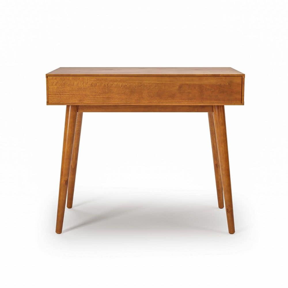 Camaflexi Mid Century Modern Desk Solid Wood Writing Table for Small Spaces, Brown