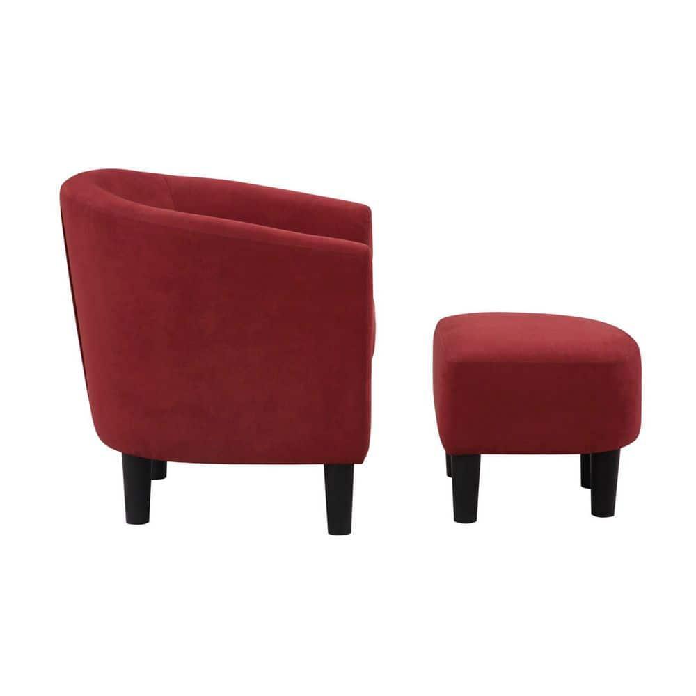Convenience Concepts Take a Seat Churchill Accent Chair with Ottoman, Red Microfiber