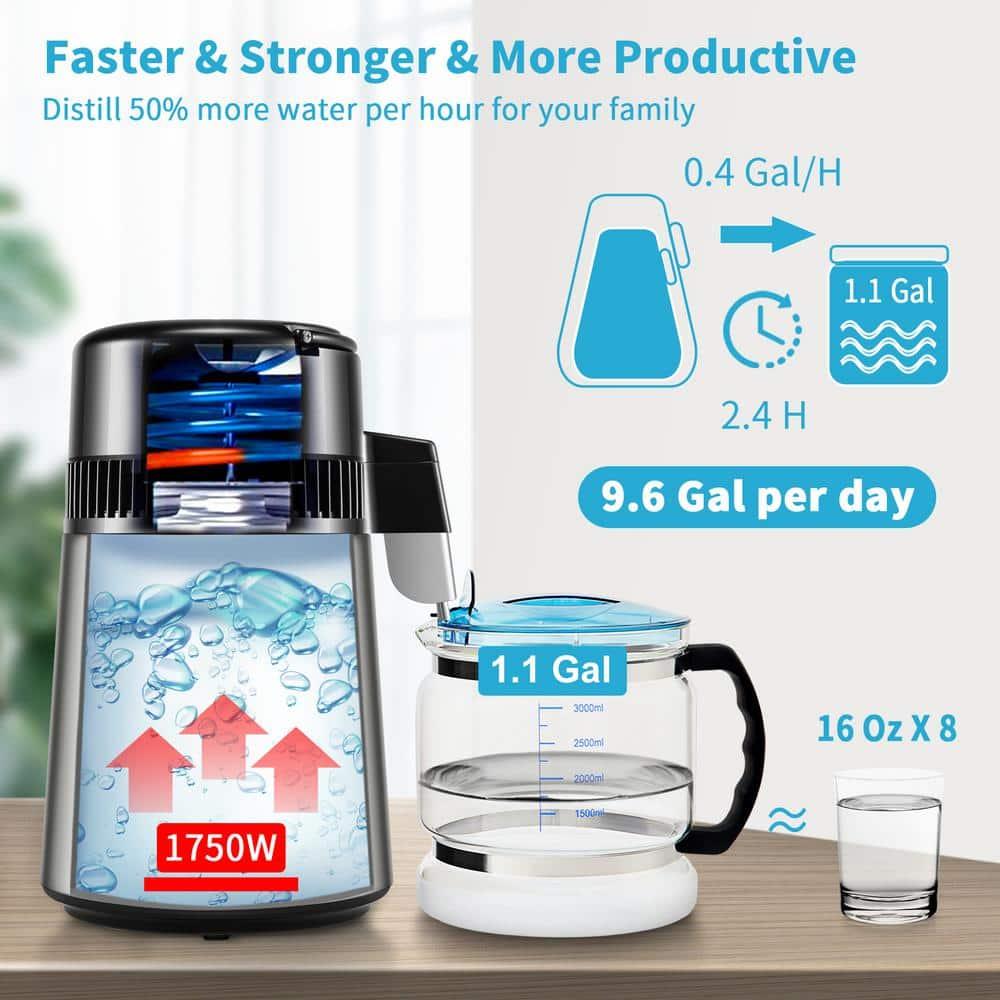 VEVOR VEVOR 1.1 Gallon Countertop Water Distiller, 0.4 Gal/H, 1750W Stainless Steel Distiller