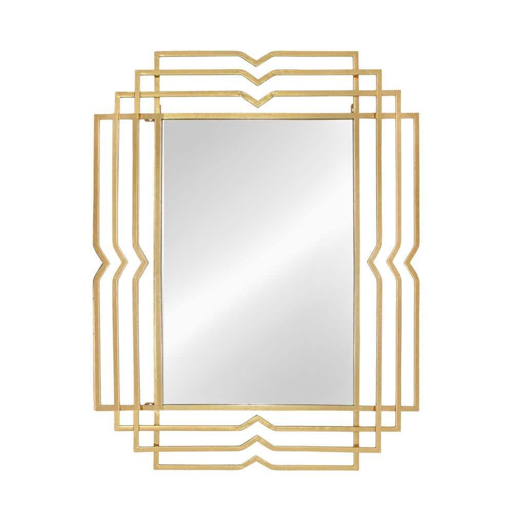 SAGEBROOK HOME 39" Metal Rectangular Mirror Gold: Contemporary Style, Hand-Painted, Wall Mount, Iron Frame