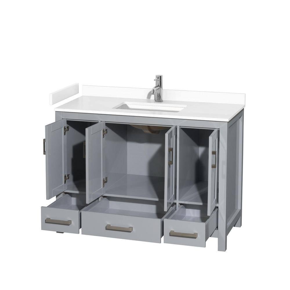 Wyndham Collection Sheffield 48" Freestanding Single Bathroom Vanity with Cultured Marble Top