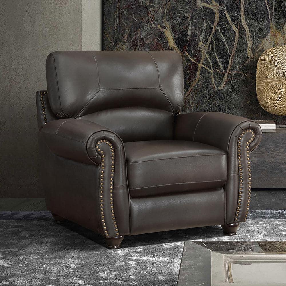 Lexicon Foxborough 21.5" Traditional Plywood and Leather Chair in Brown