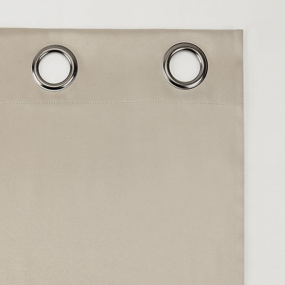 52"x54" Sun Zero 100% Blackout Oslo Theater Grade Grommet Curtain Panel Stone: Solid Beige Indoor Polyester