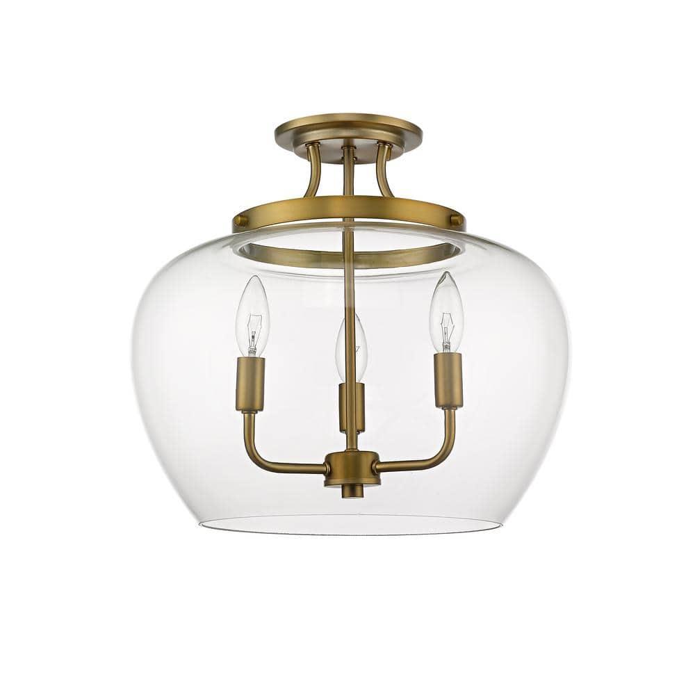 Z-Lite Joliet 3 - Light Semi-Flush Mount in  Olde Brass