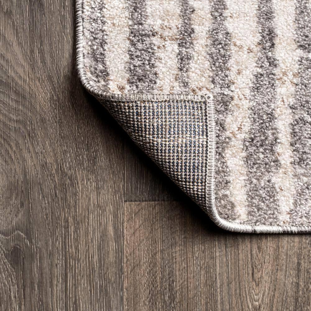 3'x5' Skoura Modern Bold Stripe Area Rug, Beige/Dark Gray - JONATHAN Y