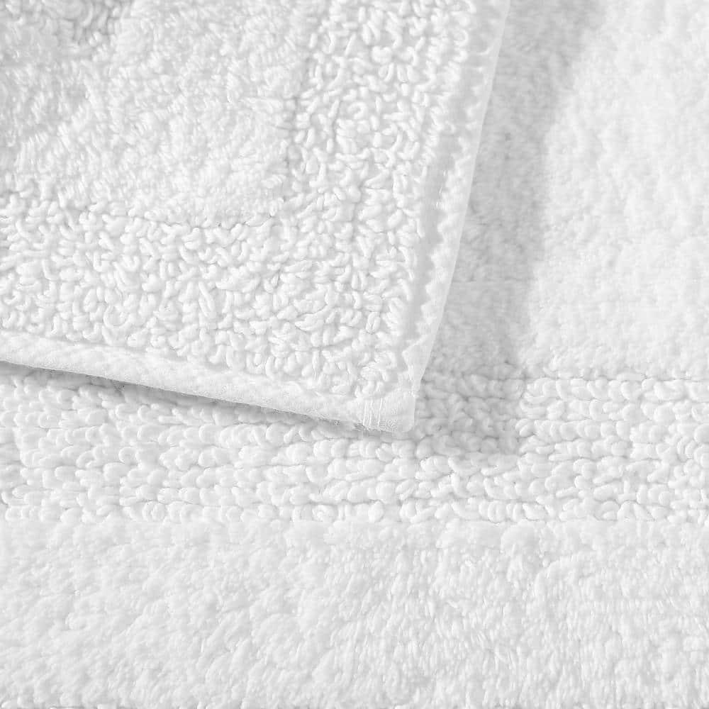 Micellar White Solid Reversible Cotton Rectangle 2--Piece Bath Rug Set