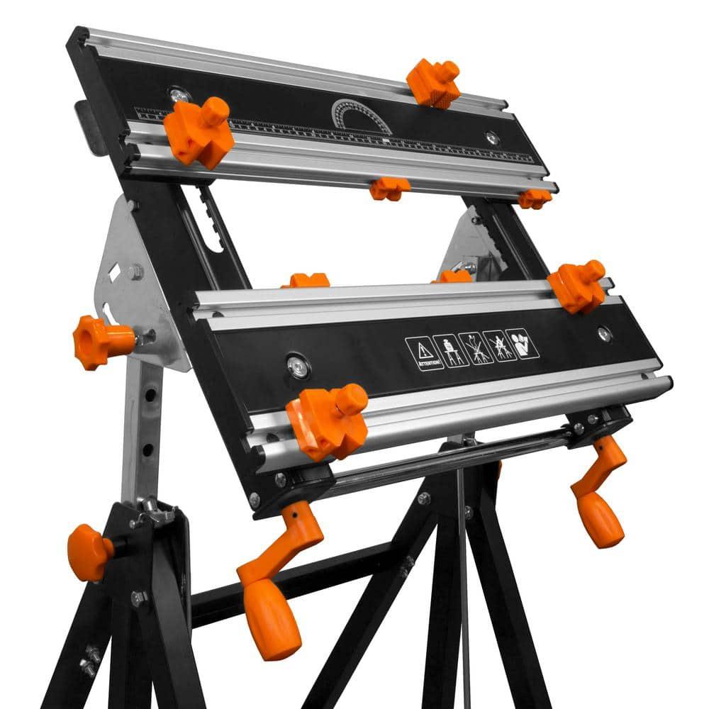 WEN 24-Inch Height Adjustable Tilting Steel Portable Work Bench and Vise with 8 Sliding Clamps