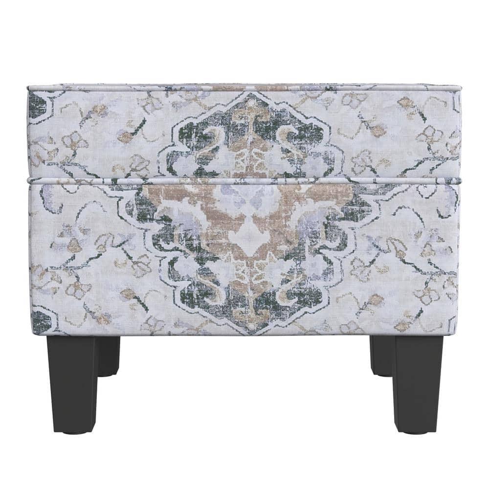 Medium Storage Ottoman Black - HomePop: Hinged Lid, Cotton Upholstery, Hardwood Frame
