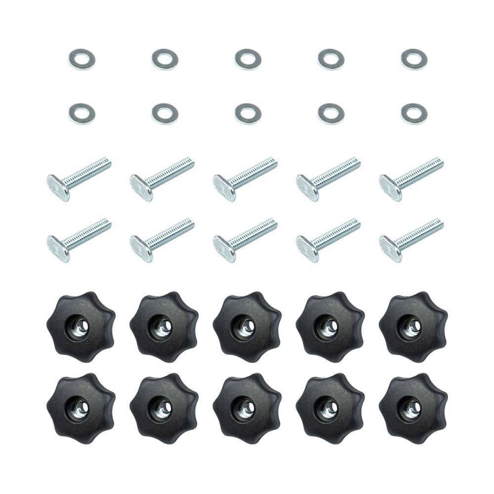 POWERTEC 10PK T Track Knob Kit w/ 7 Star Knob, 1/4-20 Threaded Bolts and Washers, T Track Bolts, T Track Accessories for Woodworking Jigs and Fixtures (71481)
