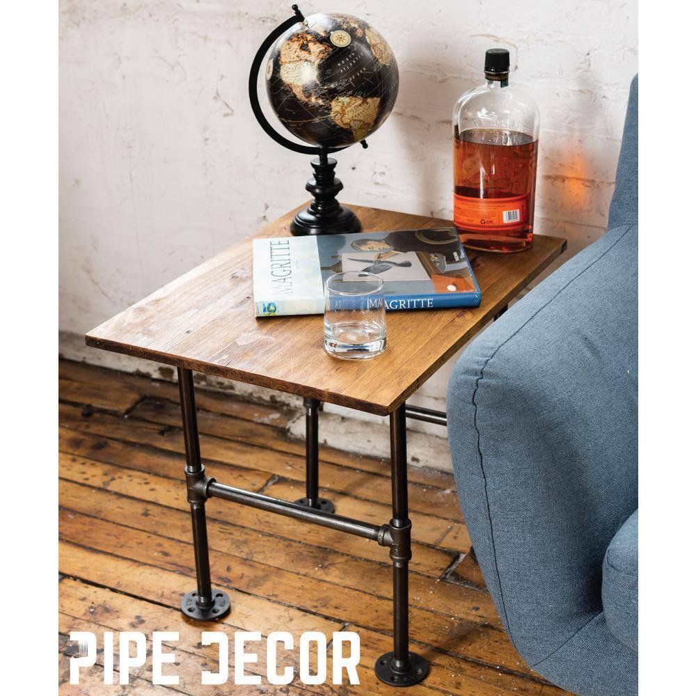 Industrial Pipe Table Leg Set,Metal Table Legs for Coffee and End Tables, Desks, Nightstand,2Pcs, 28" H × 18" W(Black)