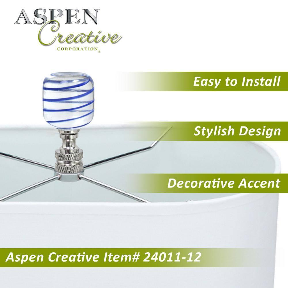 Aspen Creative 24011-12, 2 Pack Clear with Blue Line Glass Lamp Nickel Finish, 2" Tall Finial, Clear & Blue