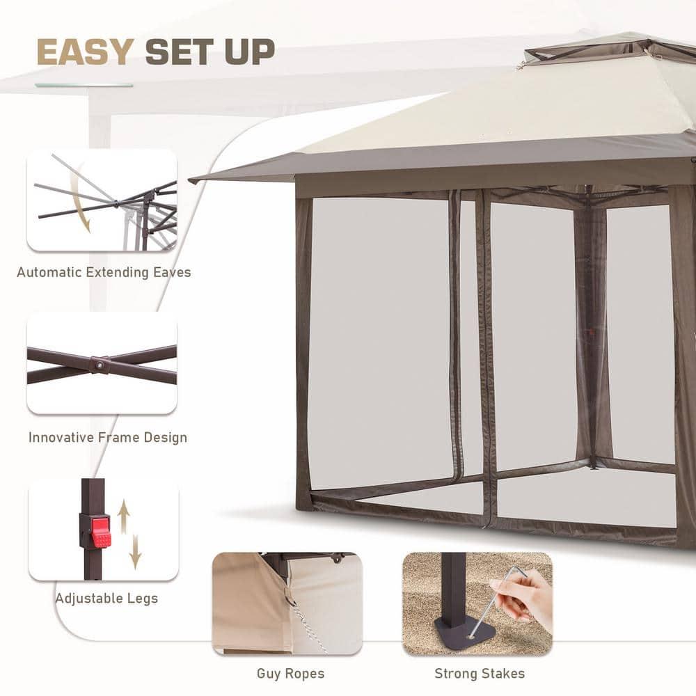 EAGLE PEAK Pop up Patio Gazebo 13 Ft. W x 13 Ft. D Metal Patio