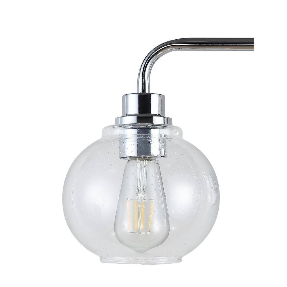 JONATHAN Y JYL7528B Sandrine 26.25" 3-Light Iron/Seeded Glass Cottage Rustic LED Vanity Light Classic 2700K LED 4W Bulbs Entryway Lobby Kitchen Bathroom Bedroom Living Room Hallway, Chrome