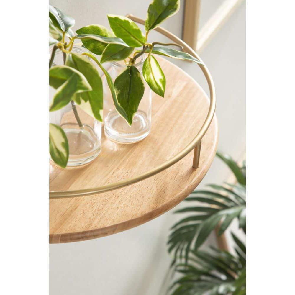 Kate and Laurel Camryn Half Circle Wood Floating Shelf, 2 Piece, Natural and Gold