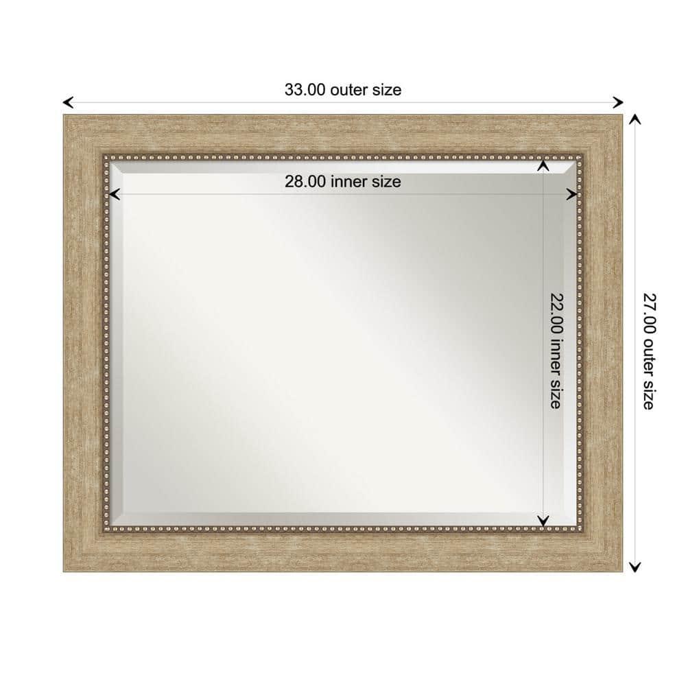 Amanti Art Beveled Bathroom Wall Mirror - Astor Frame Astor Champagne Outer Size: 33 x 27 in Gold