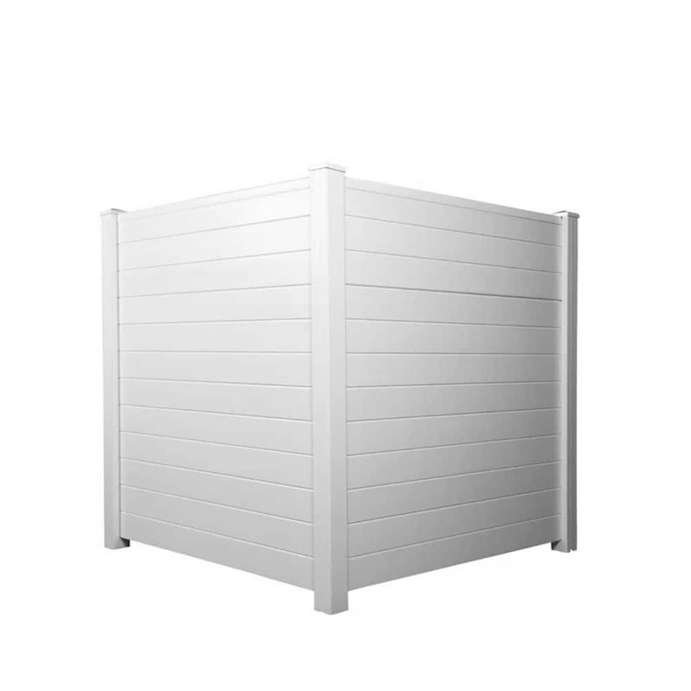 4ft H x 4ft W (2 Panels) No Dig Enclo Premium White Vinyl Privacy Screen, Outdoor Privacy Panels, Use As Air Conditioner Fence, Trash Can Enclosure, Pool Equipment Enclosure, ZP19014