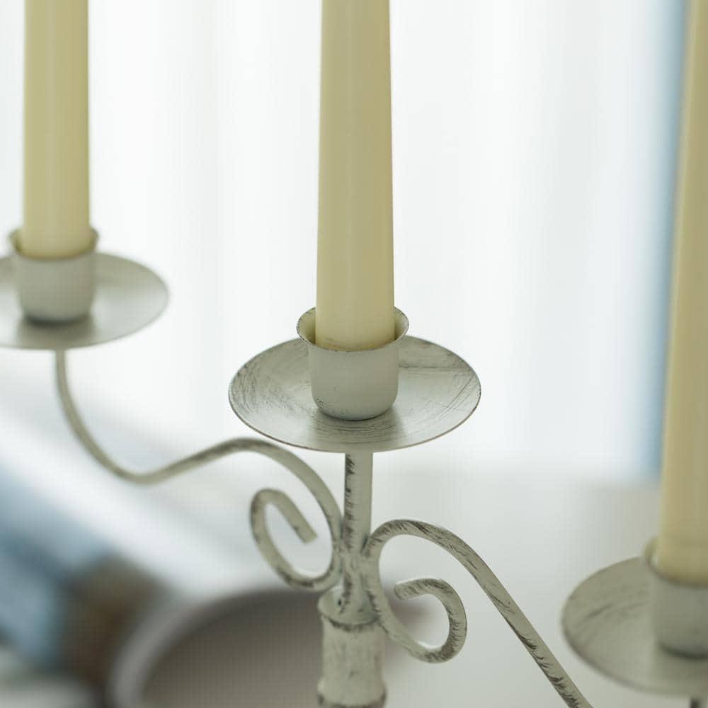 Fabulaxe Antique 12" Distressed 3 Arm Metal Candelabra for Dining Room, Entryway, Kitchen and Vanity