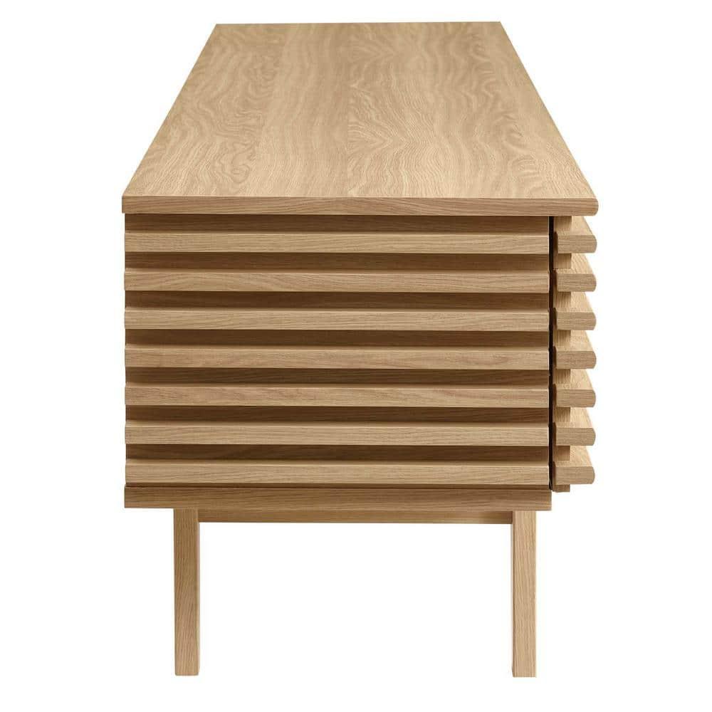 Render TV Stand for TVs up to 80" Brown - Modway: Mid-Century Modern, Adjustable Shelves, Cable Management