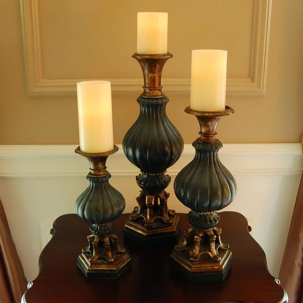 LumaBase Battery Operated Multifunction Wax LED Candles - Set of 3 (Round)