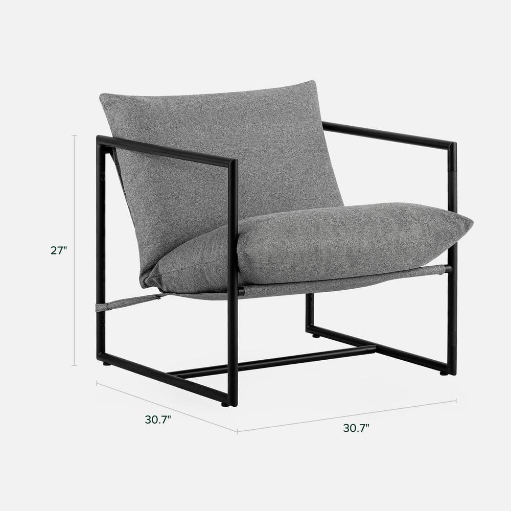 Zinus Aidan Metal Framed Sling Indoor Accent Chair, Light Grey