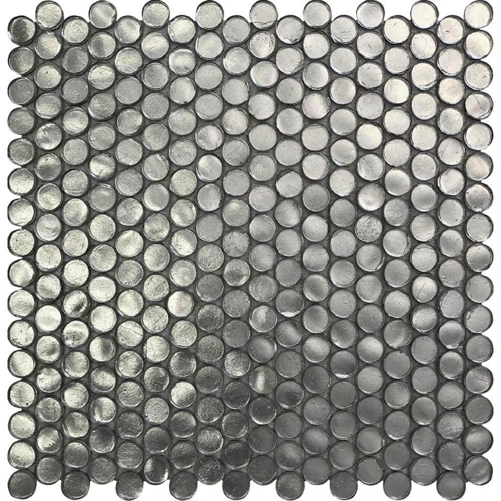 Glass Penny Round Mosaic Tile - 12.2" X 12.2" Sheet For Kitchen, Bathroom Or Wall Panel (10-Pack)