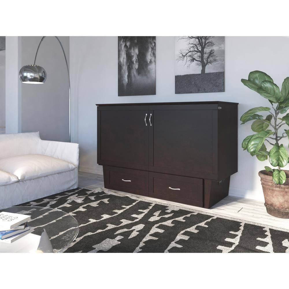 Queen Monroe Murphy Bed Chest with Memory Foam Mattress - AFI