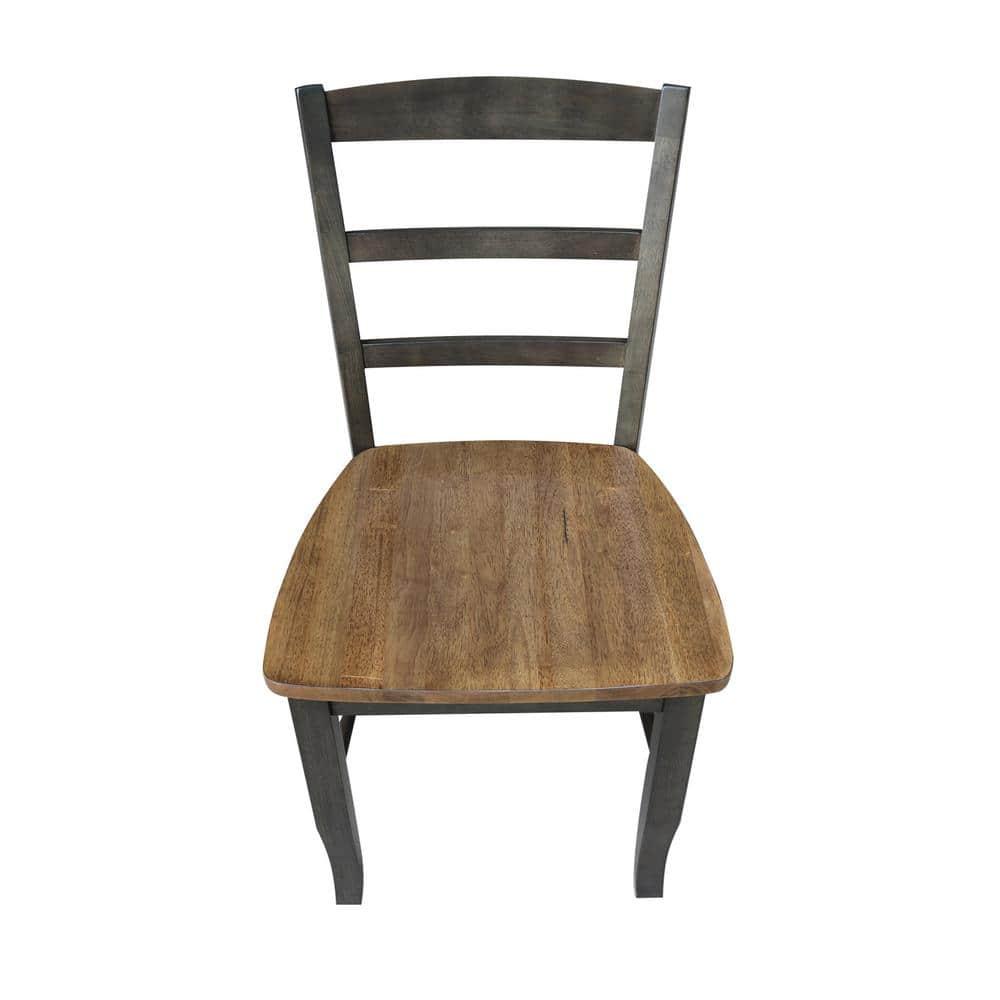 Set of 2 Madrid Ladderback Chairs Hickory/Washed Coal - International Concepts: Solid Wood, Unupholstered